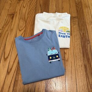 Mini‎ Boden 2 Short Sleeve Graphic Blue White T-Shirts Sunset and Camper Designs